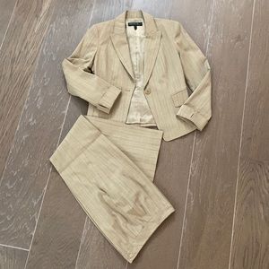 Lafayette 148 petite pantsuit in tan pinstripes